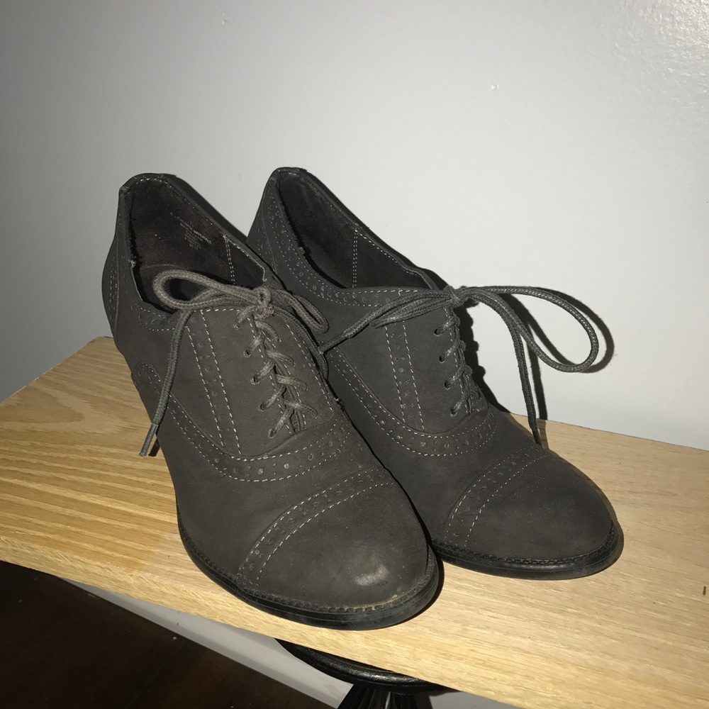 Grey lace up heels